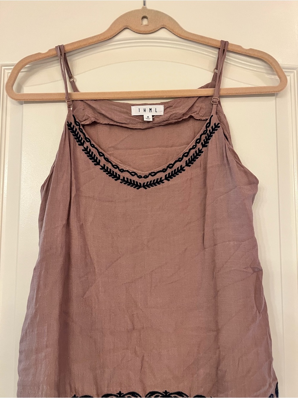 THML Mauve Spaghetti Strap Embroidered Cami